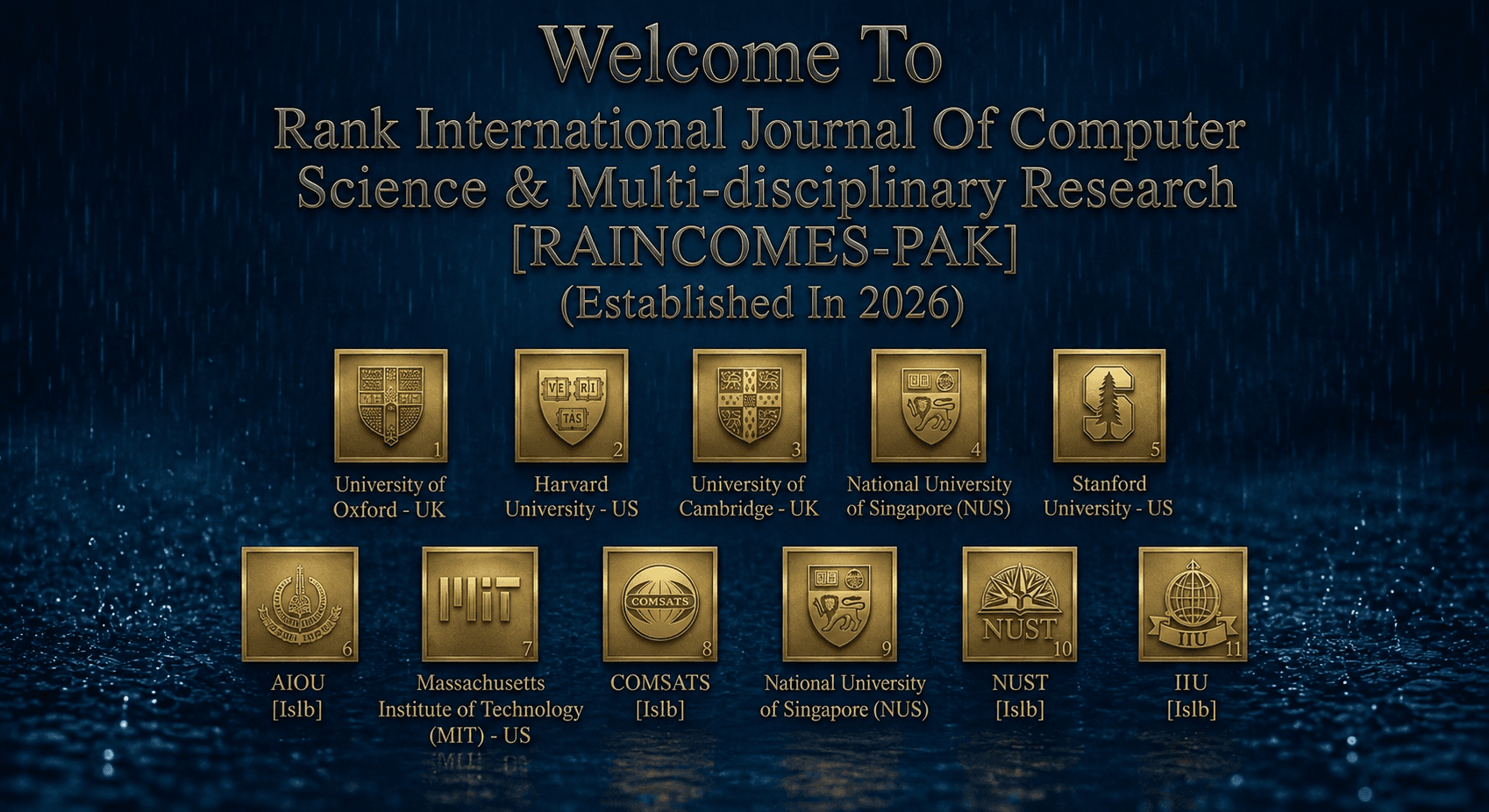 Welcome to the Rank International Journal of Computer Science and Multidisciplinary Research, RAINCOMES-PAK